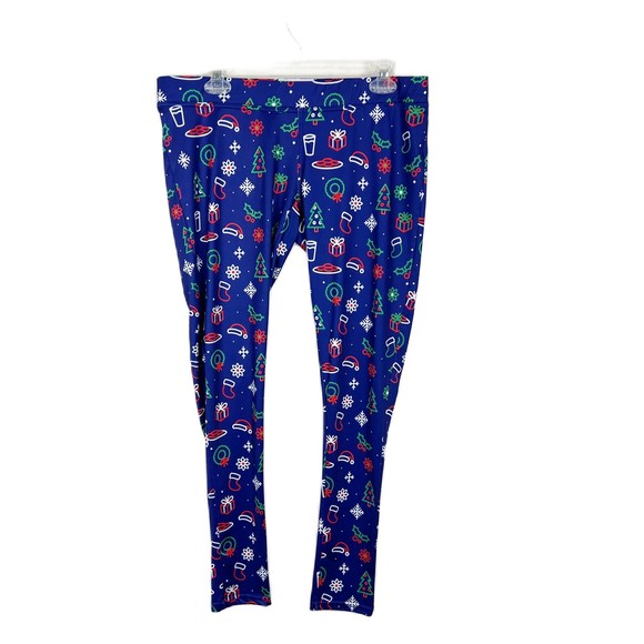 Tipsy Elves Leggings Women Extra Large Neon Holiday Christmas All Over Print - Picture 1 of 11